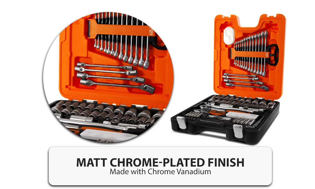 Bahco S106 106 Piece Mechanical Socket & Spanner Set 1/4" 1/2" Square