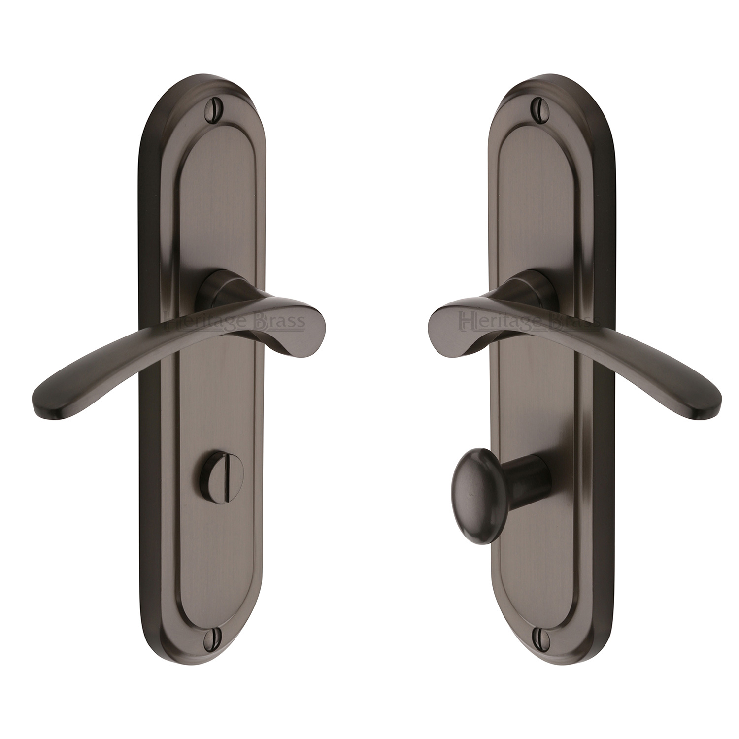 Heritage Brass Door Handle for Bathroom Ambassador Design Matt Bronze