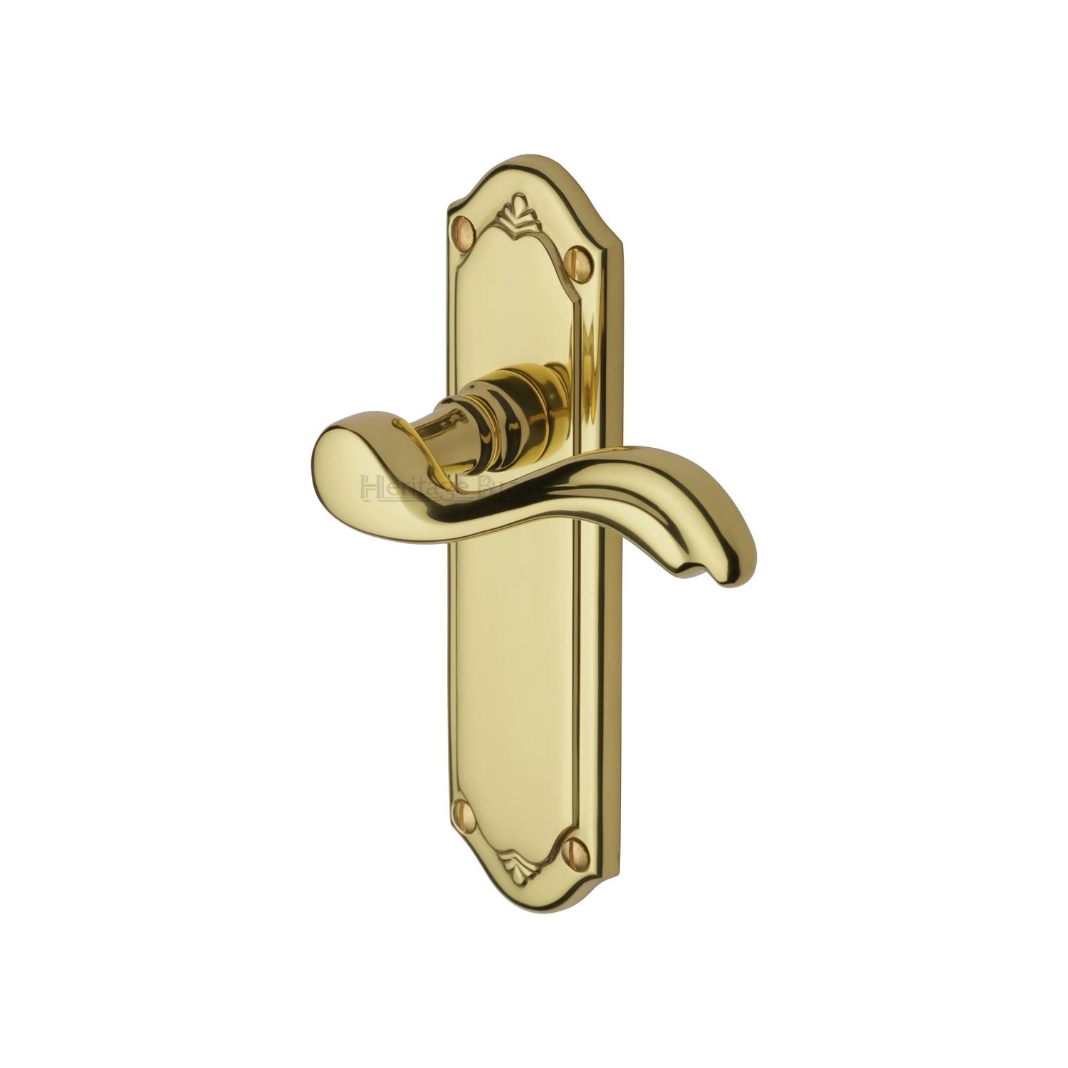 Heritage Brass Door Handle Lever Latch Lisboa Design Polished Brass