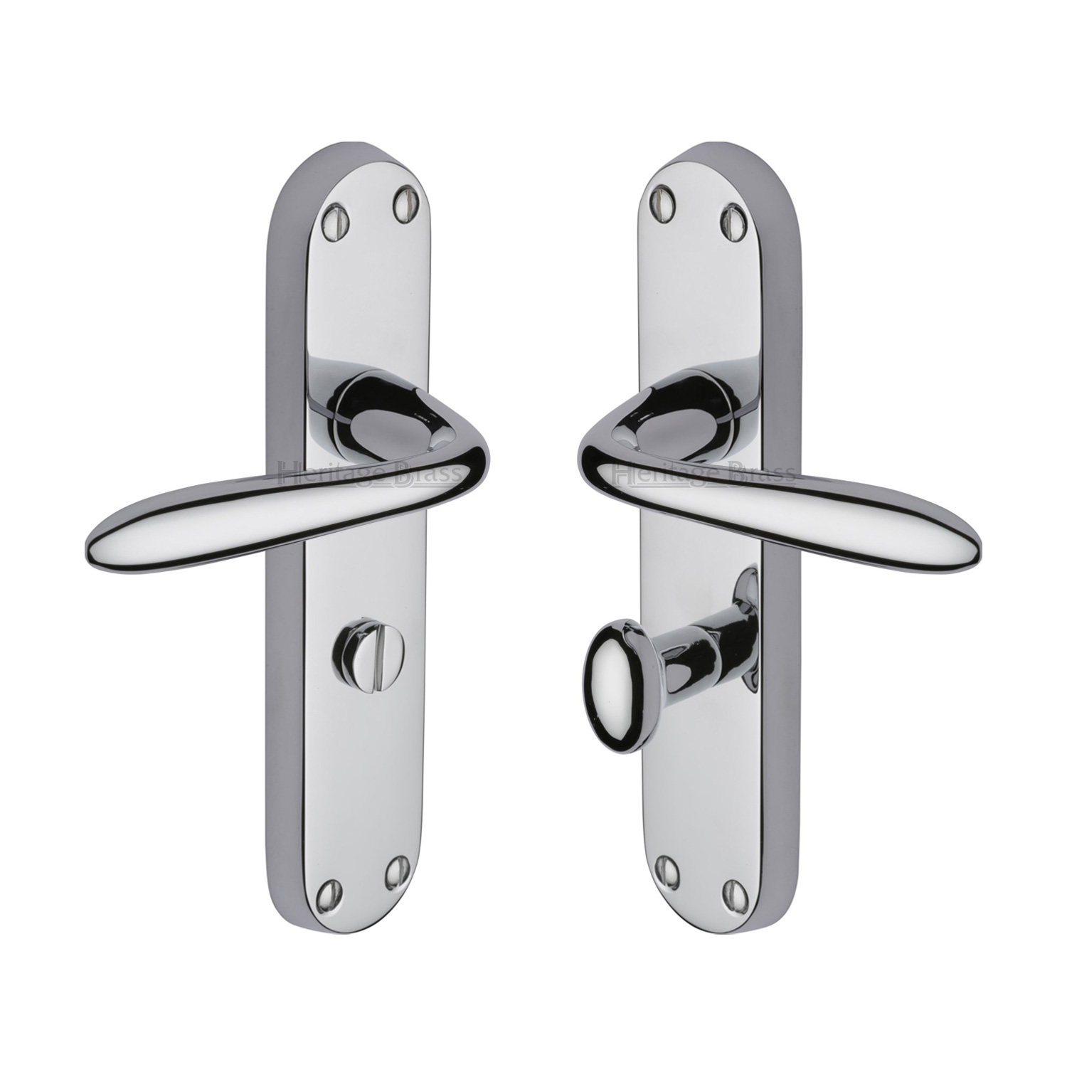 Heritage Brass Door Handle for Bathroom Sutton Design Polished Chrome