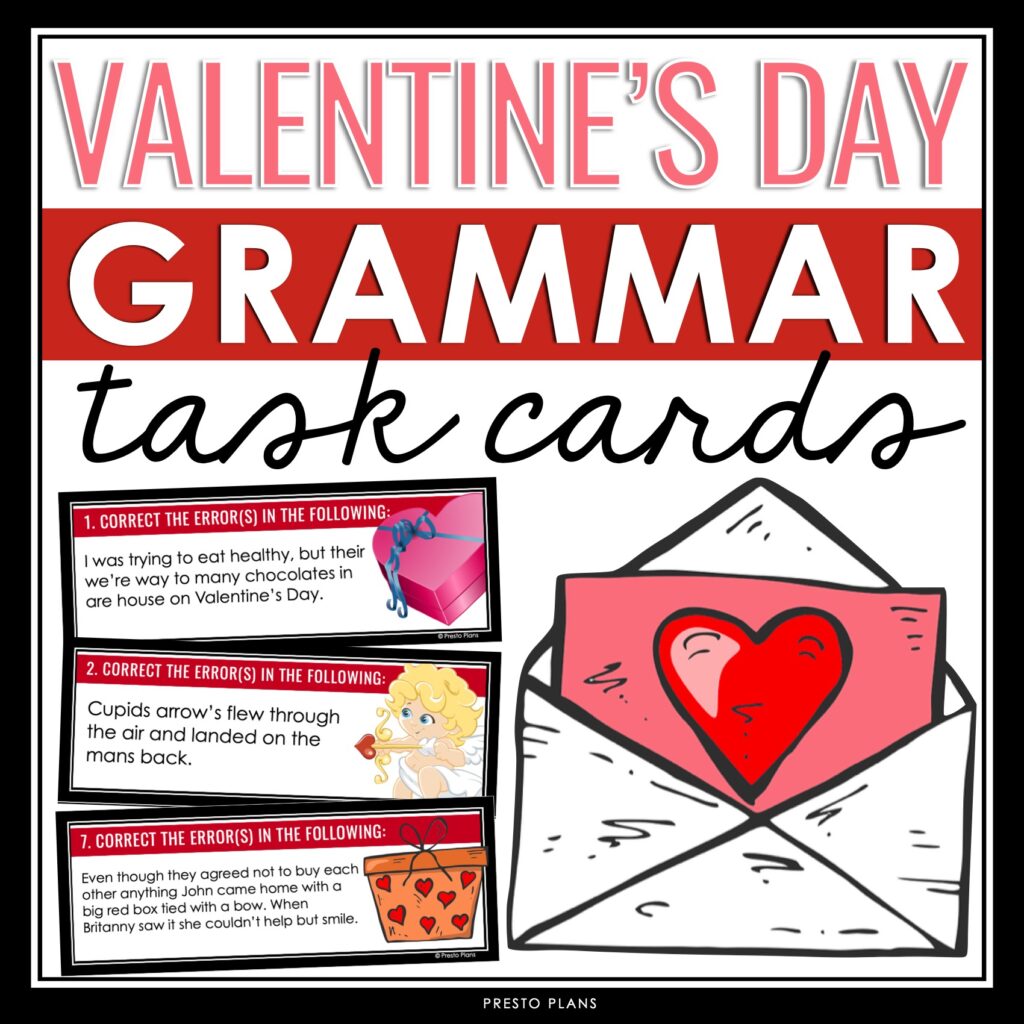 Valentine's Day Grammar Activity Editing Grammar Errors Holiday Task