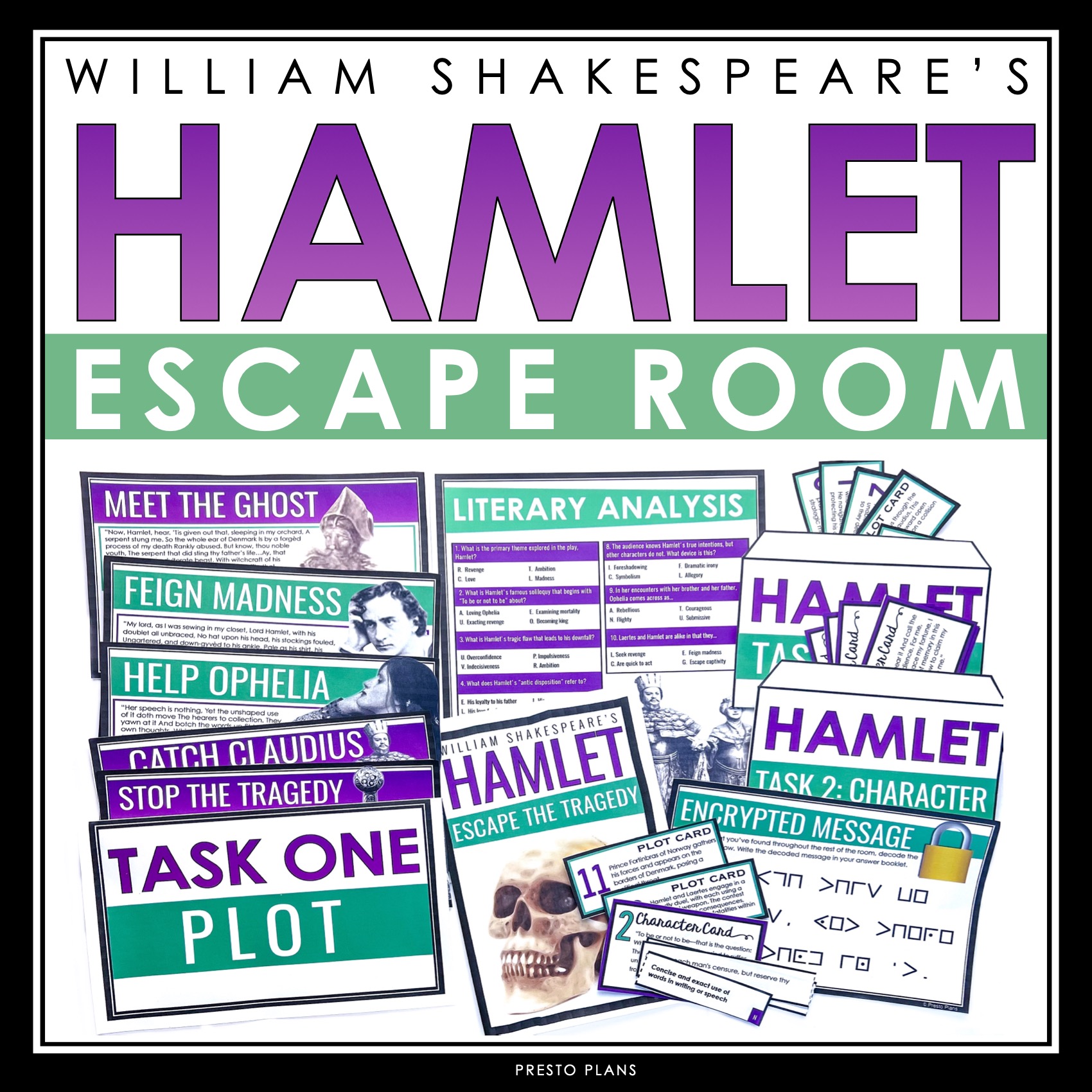 Hamlet Escape Room Drama Activity Breakout Review for Shakespeare's
