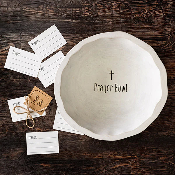 HAND CARVED WOODEN PRAYER BOWL WITH PRAYER CARDS Pretties & Grace