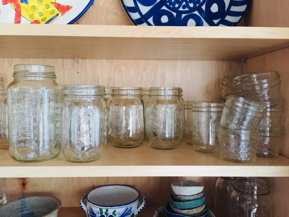 canning jars on shelf prettygoodkitchen