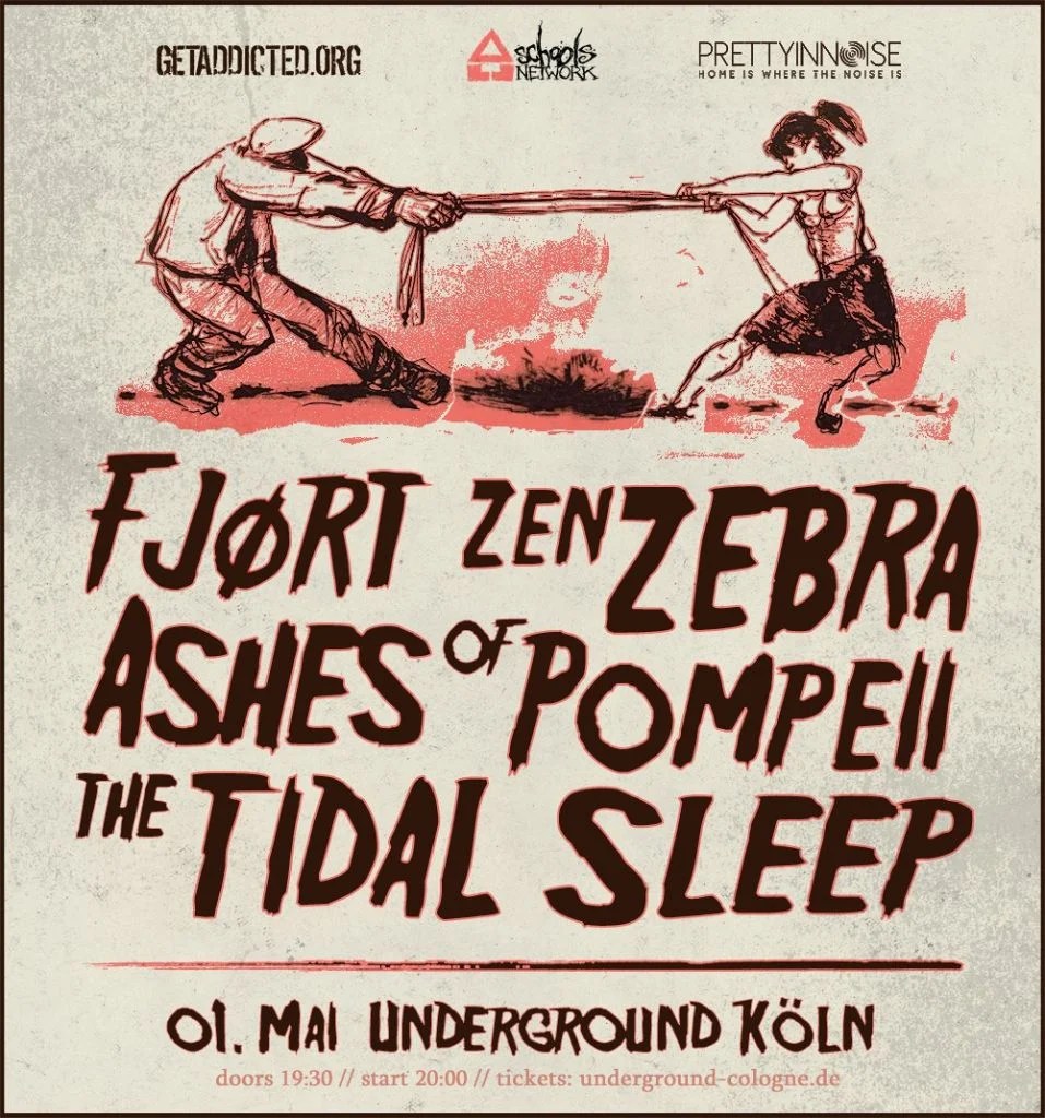 BERICHT: The Tidal Sleep, Ashes of Pompeii, Zen Zebra, FJØRT, 1.5.14, Underground Köln
