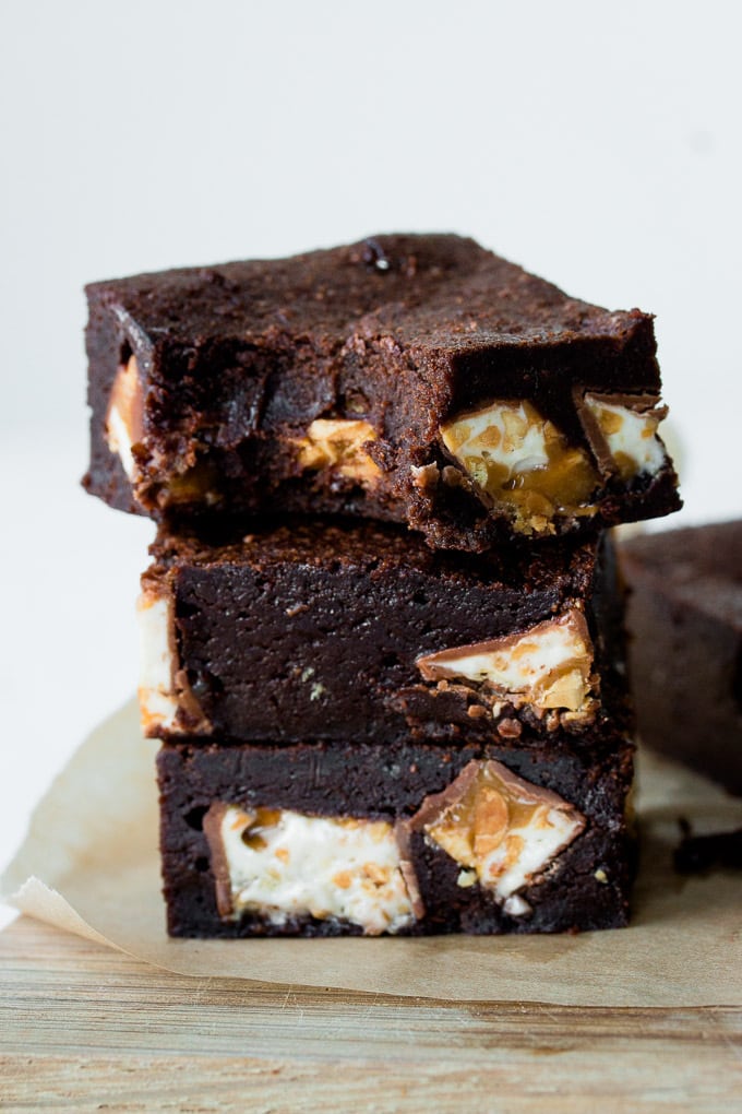 Dark Fudgy Snickers Brownies Pretty. Simple. Sweet.