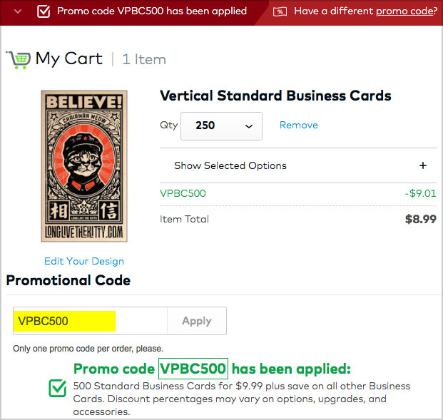 Vistaprint 500 Business Cards For 9.99 Promo Code ubisenss