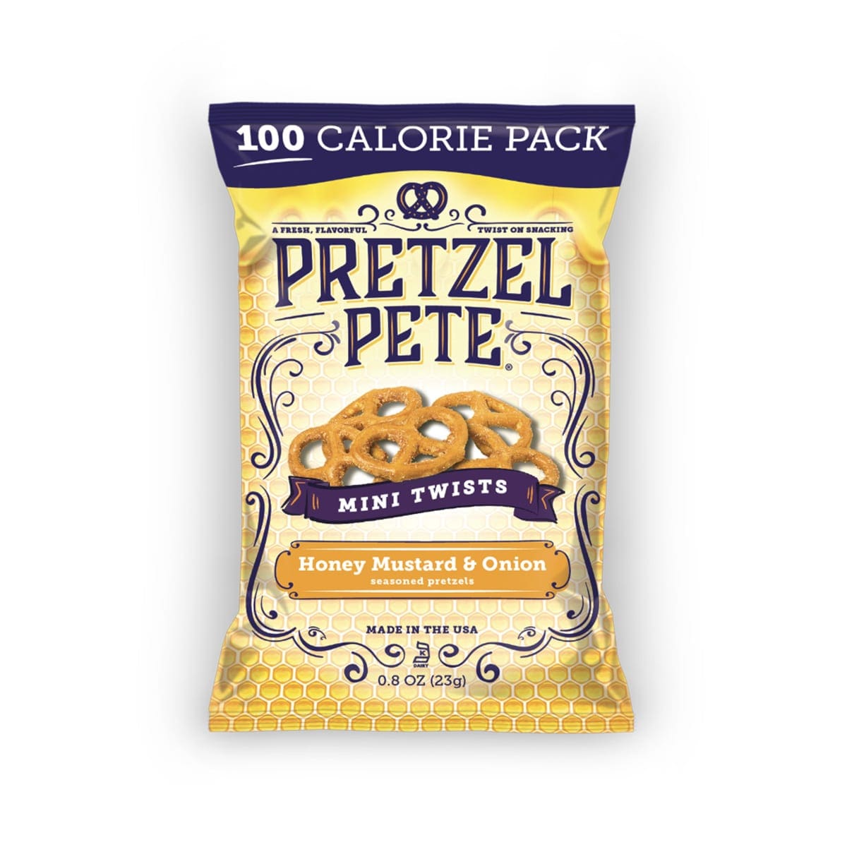 Honey Mustard & Onion Mini Twists 100 Calorie bag 24pack Pretzel Pete