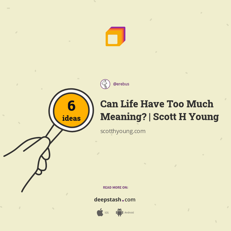 Can Life Have Too Much Meaning? Scott H Young Deepstash