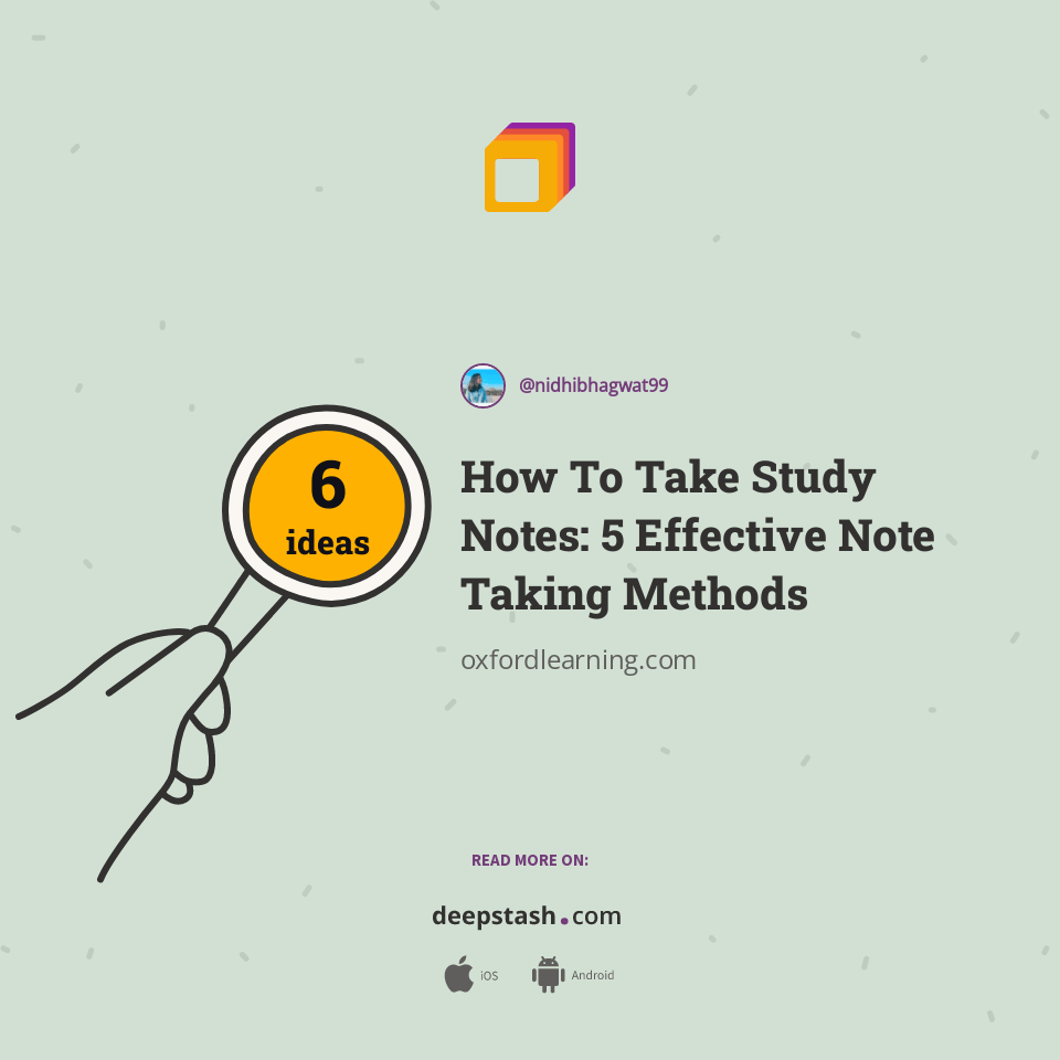 How To Take Study Notes 5 Effective Note Taking Methods Deepstash