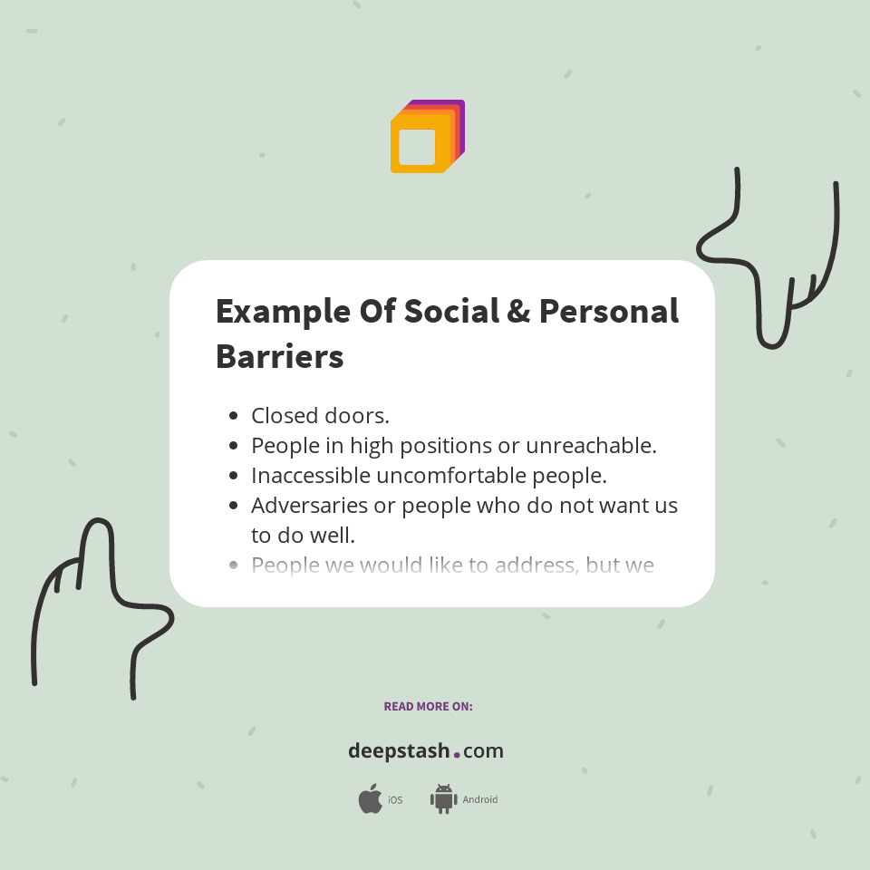 Example Of Social & Personal Barriers Deepstash