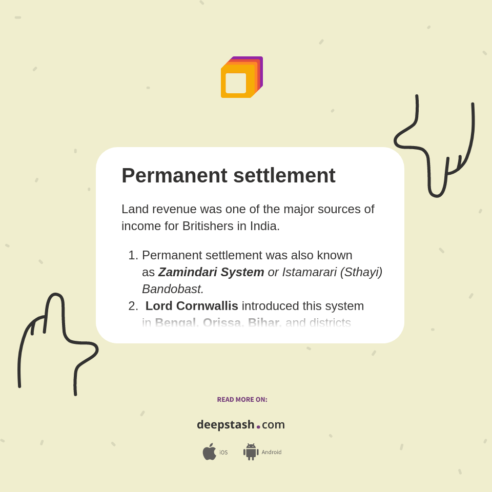 Permanent settlement Deepstash