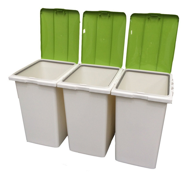 3 x 45 Litre Waste Recycling Laundry Sorting Plastic Bins Boxes