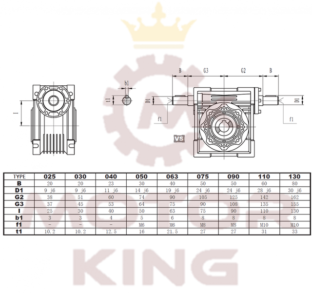 Worm Gearbox Type 110 with 28mm Input Shaft MK Power Transmission