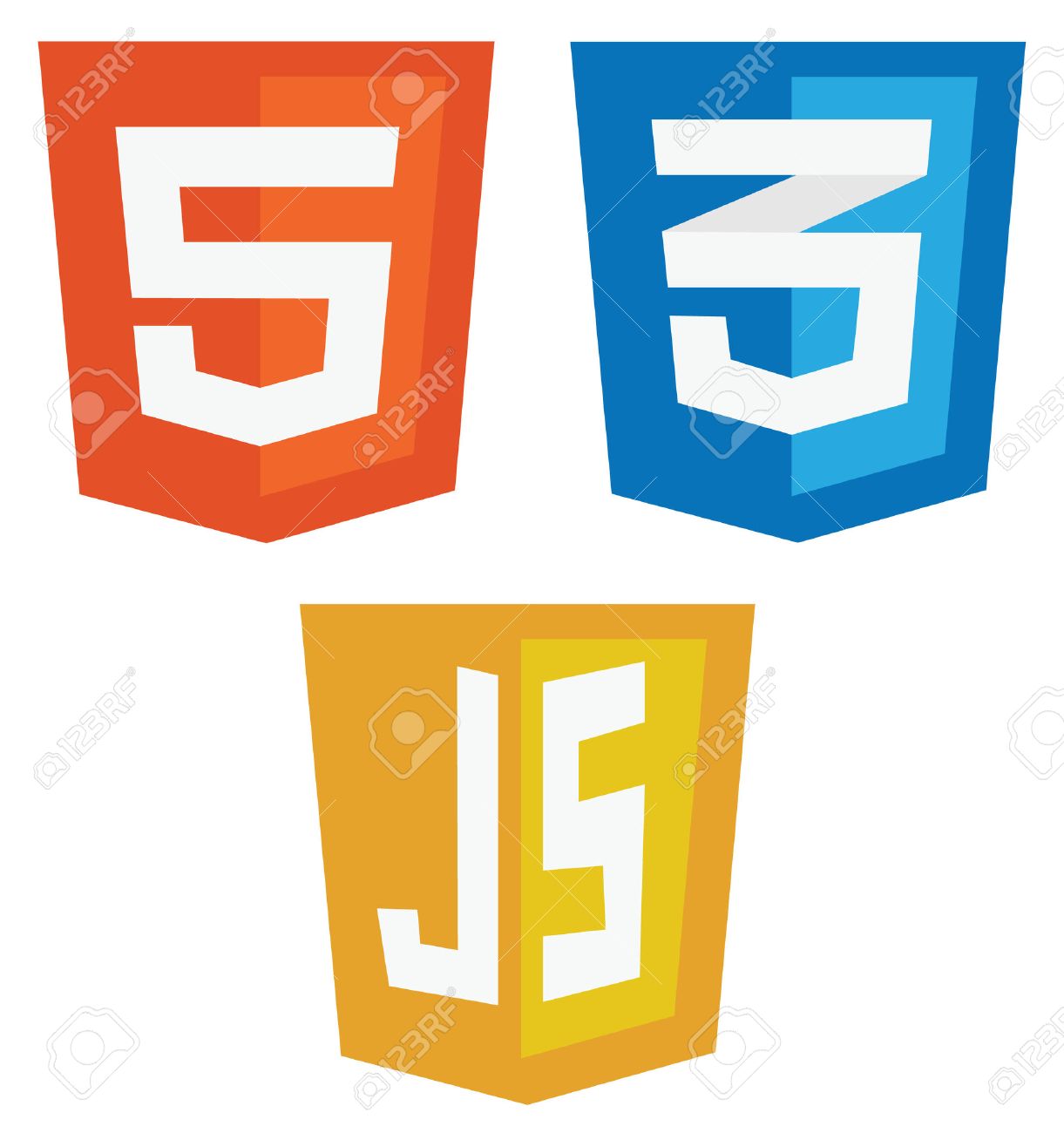 Vector Collection Of Web Development Shield Signs Html5 Css3 And Javascript Isolated Icons On White Background Royalty Free Cliparts Vectors And Stock Illustration Image 26426661