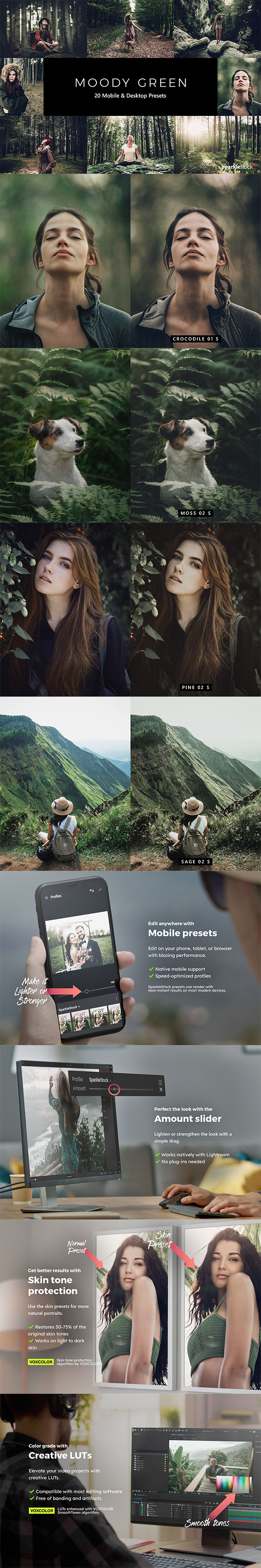 Download 20 Moody Green Lightroom Presets & LUTs On Graphicriver
