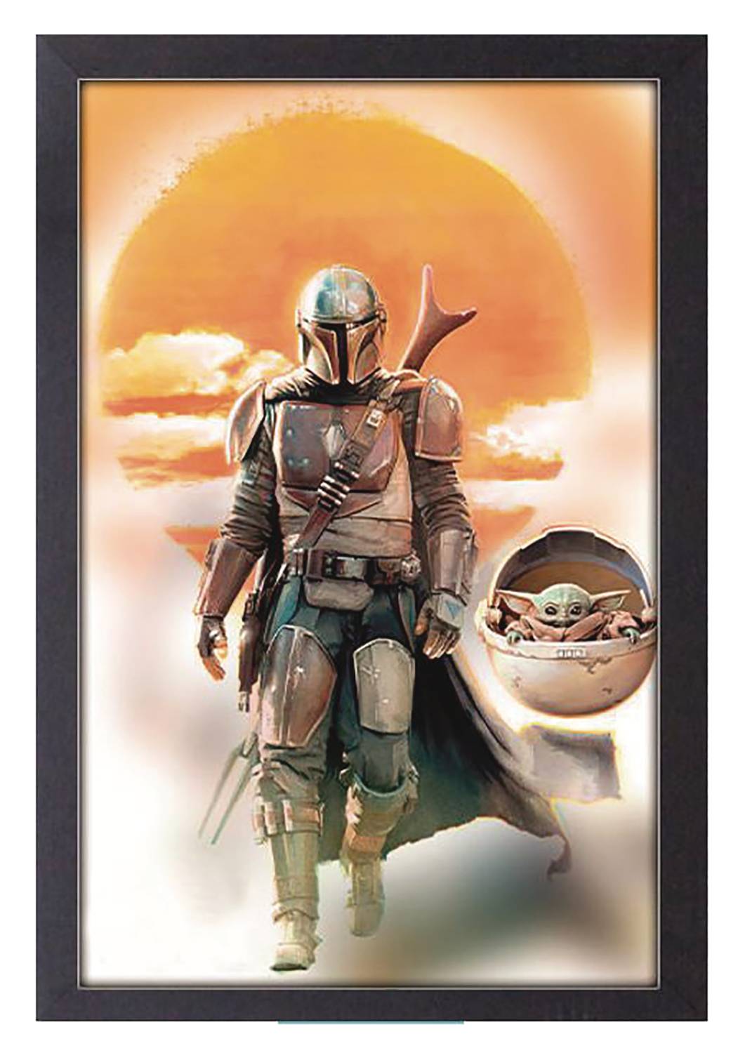 APR203101 THE MANDALORIAN MANDO & BABY YODA 11X17 FRAMED PRINT