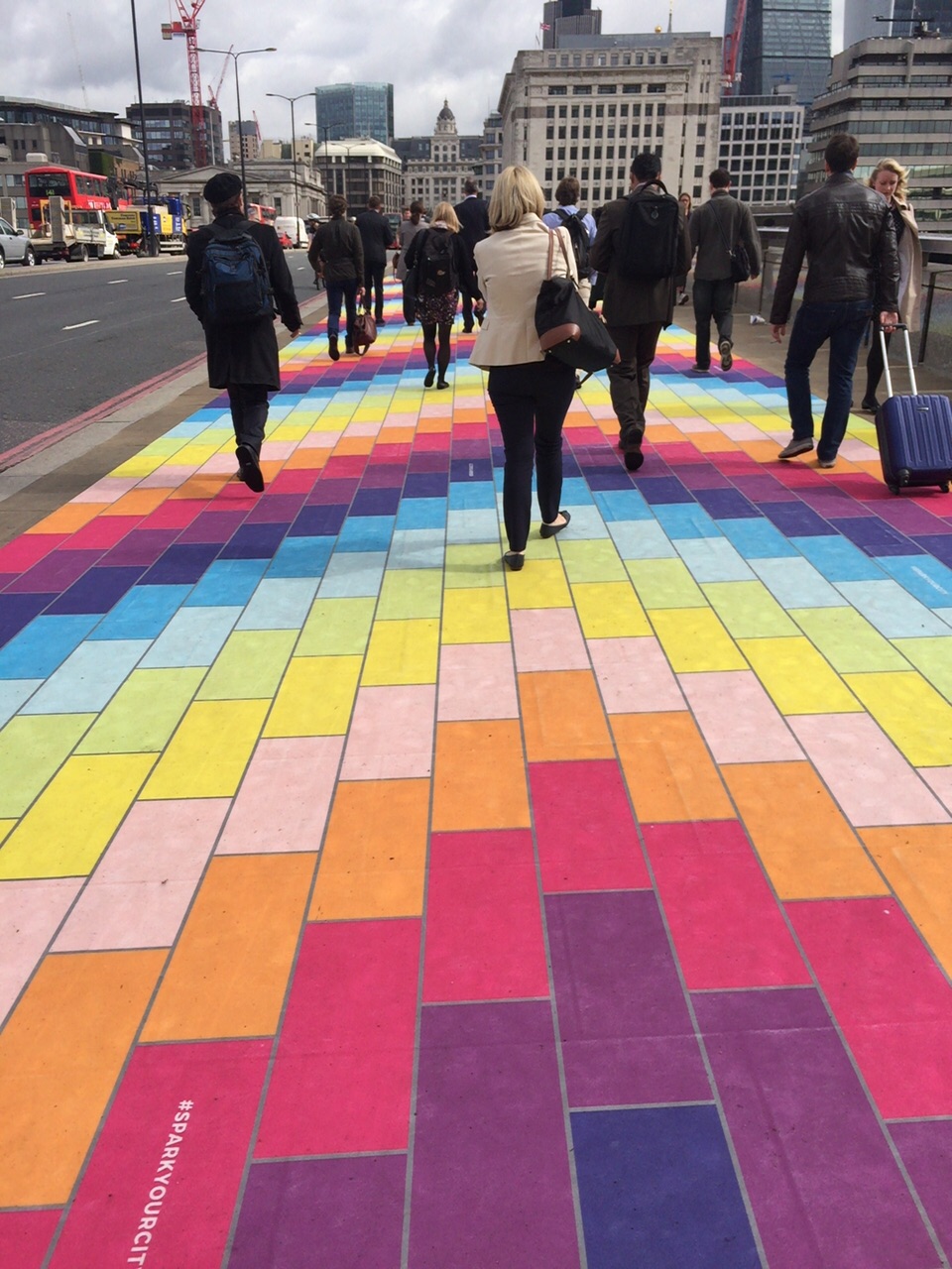 Rainbow pavement brightens up commuter journey at London Bridge 