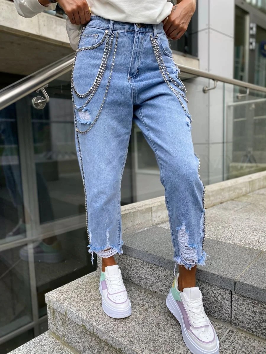 Ripped Jeans With Chains Primadona Boutique