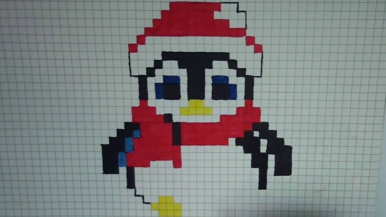 Chapeau de noël pixel art, bonnet de noel. Comment Dessiner Un Pingouin De Noël Pixel Art avec Dessin ...
