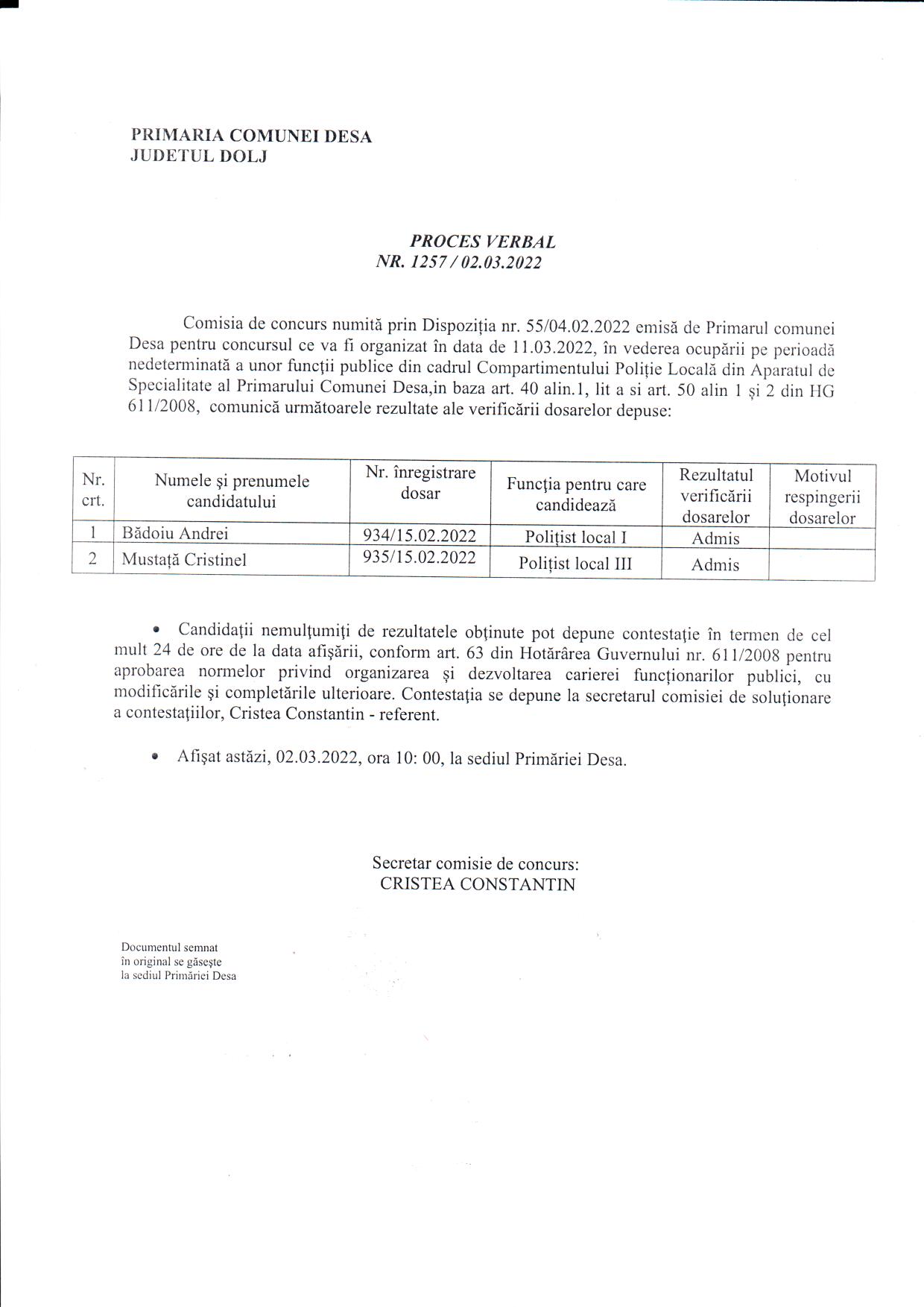 AnunÈ Concurs Recrutare FuncÈionari Publici La Compartiment Spclep