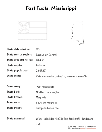 Mississippi State Facts | PrimaryLearning.Org