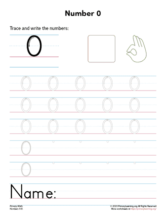 Tracing Number 0 | PrimaryLearning.Org