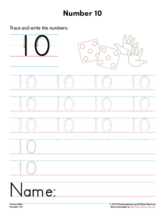 Tracing Number 10 | PrimaryLearning.Org
