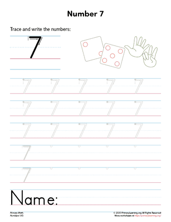 Tracing Number 7 | PrimaryLearning.Org