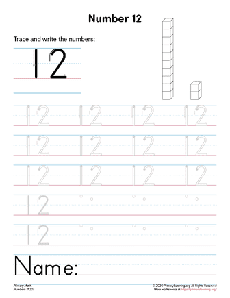 Tracing Number 12 | PrimaryLearning.Org