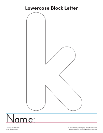 Lowercase Letter K Printable Template | PrimaryLearning.org