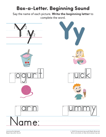 Letter Y Phonics Worksheet | PrimaryLearning.org