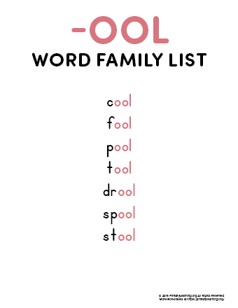 OOL Word Family List | PrimaryLearning.Org