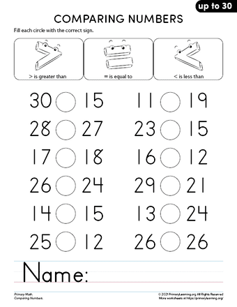 Comparing Numbers up to 30 - Part 2 | PrimaryLearning.Org