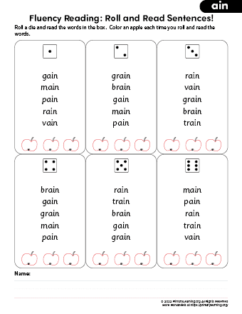 AIN Word Family Reading Fluency | PrimaryLearning.Org