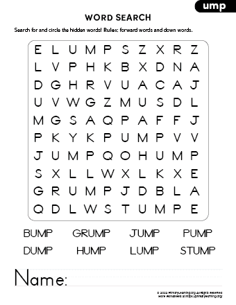 UMP Family Words Search | PrimaryLearning.org