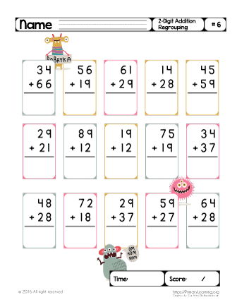 Two Digit Addition (Regrouping) #6 | PrimaryLearning.Org