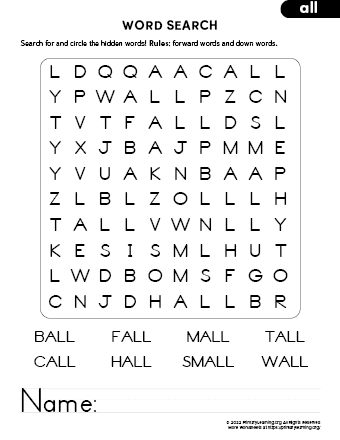 ALL Family Words Search | PrimaryLearning.Org