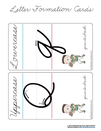 How To Make A Cursive Q - Printable Cards | PrimaryLearning.Org