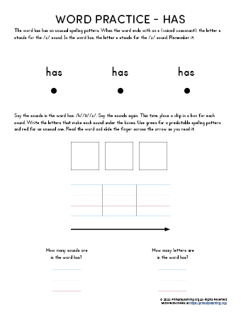 Sight Word HAS Worksheet | PrimaryLearning.Org