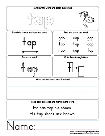 TAP Worksheet - AP Word Family | PrimaryLearning.Org