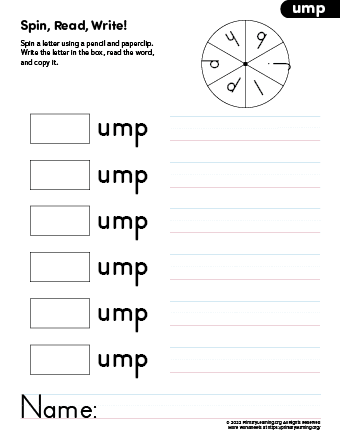 UMP Word Family Activity | PrimaryLearning.Org