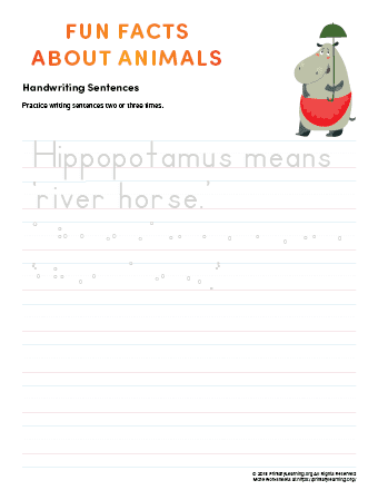 Sentence Writing: Hippo | PrimaryLearning.Org
