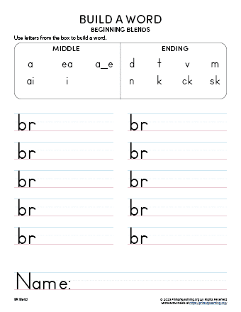 Building Words - BR Blend Printables | PrimaryLearning.Org