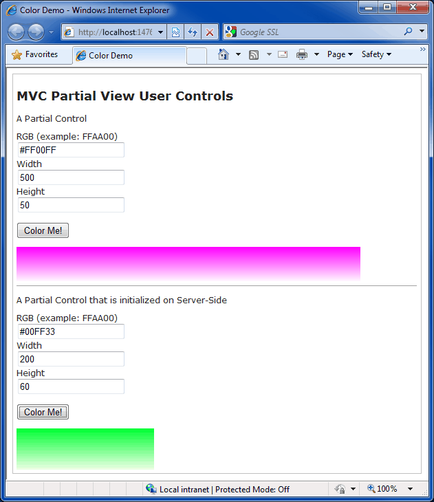 Creating an ASP MVC 3 User Control with a Partial View Primary