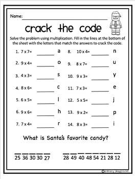 Crack the Code Math Christmas Edition Addition and Subtraction
