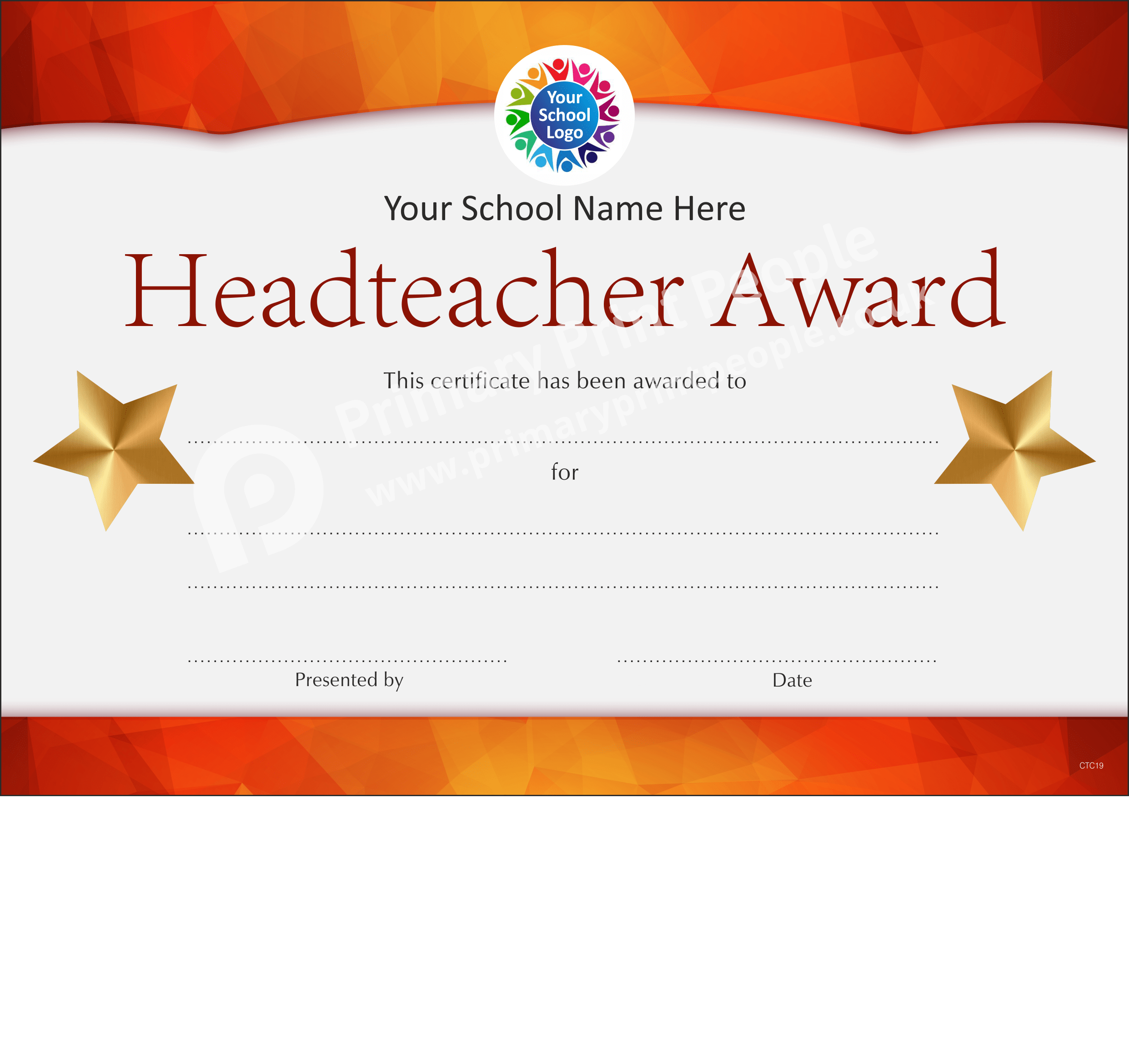 School Reward Certificates Primary Print People