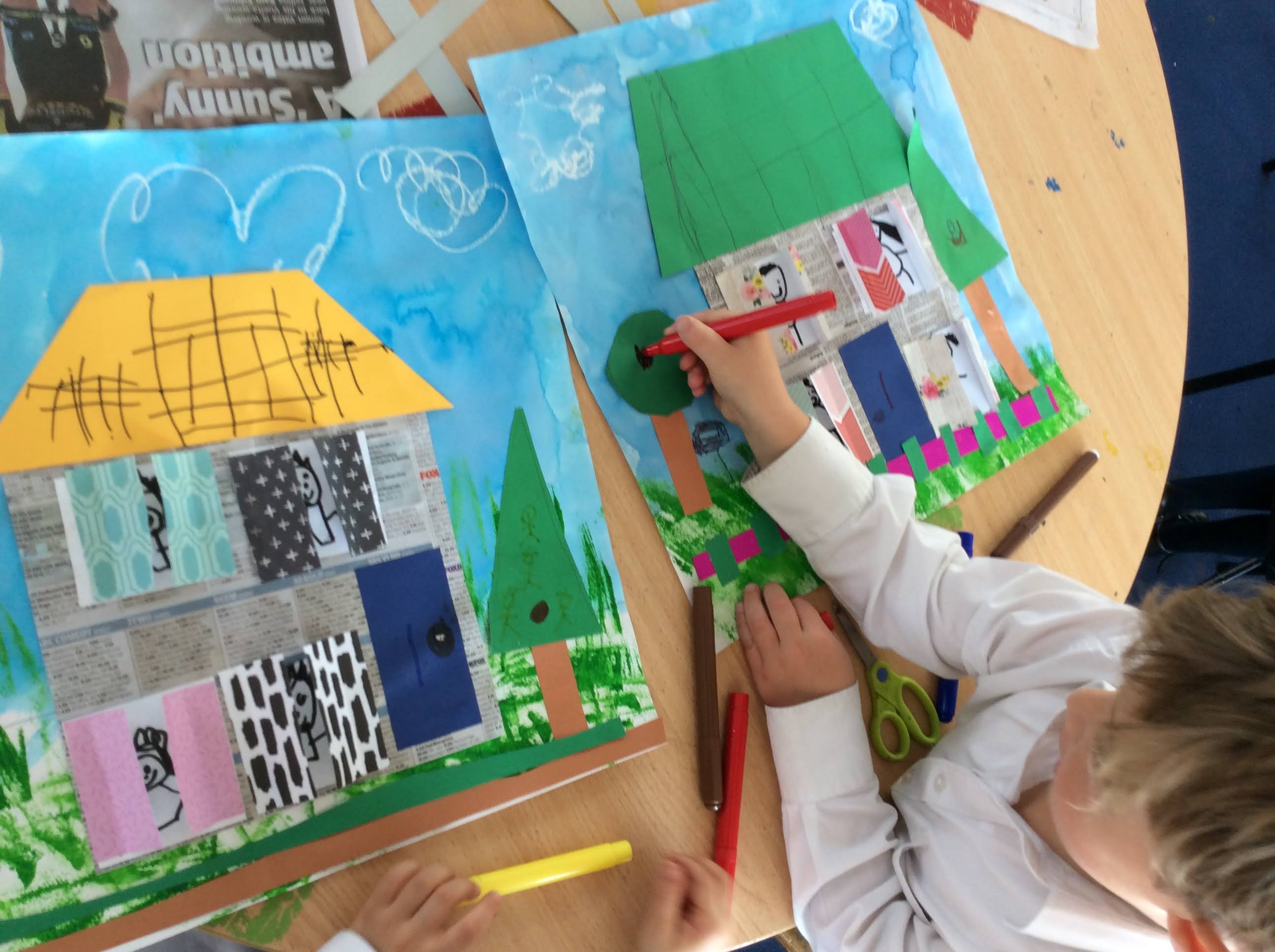 Collage/Mixed Media Houses & Paper Bag HousesPrep art lesson