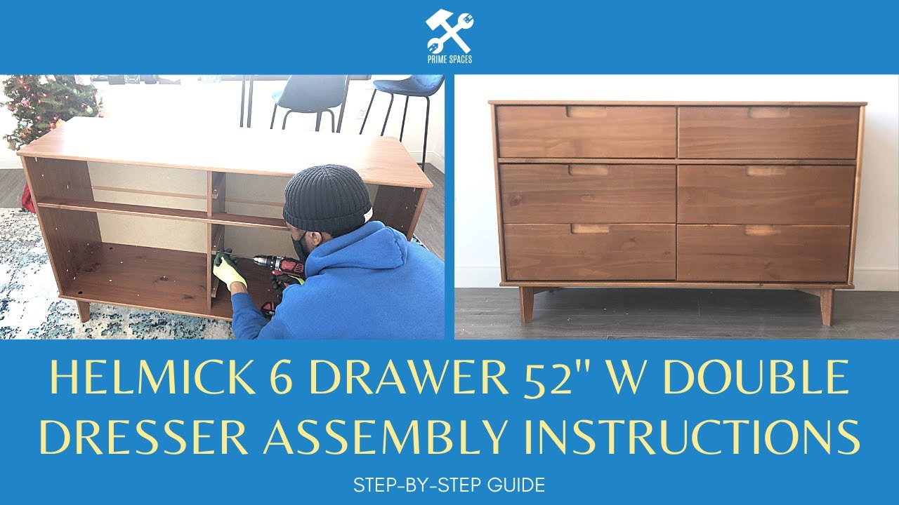 Walker Edison Sloane 6Drawer Solid Wood Dresser Assembly Instructions