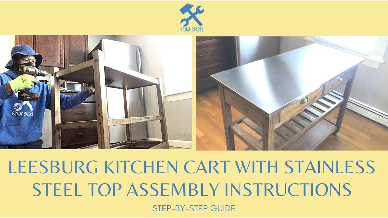 Boraam Sonoma Kitchen Cart with Stainless Steel Top Assembly